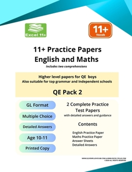 Paperback 11+ GL Practice Papers - Maths and English - QE Boys Pack 2 (11+ GL Practice Papers series) Book