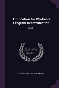 Paperback Application for Workable Program Recertification: Supp 1 Book
