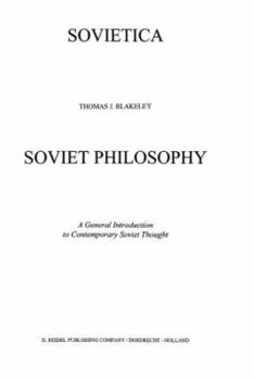 Hardcover Soviet Philosophy: A General Introduction to Contemporary Soviet Thought Book