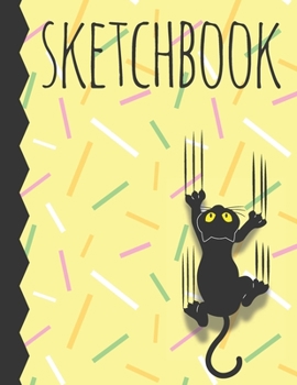 Paperback Sketchbook: Cute Blank Notebook for Sketching and Picture Space with Black Cat, Unlined Paper Book for Drawing, Journaling and Doo Book