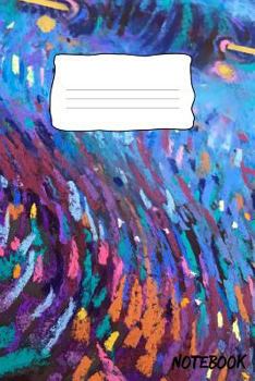 Notebook: 120 Dot Grid Pages, 6 x 9 inches, White Paper, Matte Finished Soft Cover (Colorful Wavy Curve Lines Circle Abstract Art Oil Pastel)
