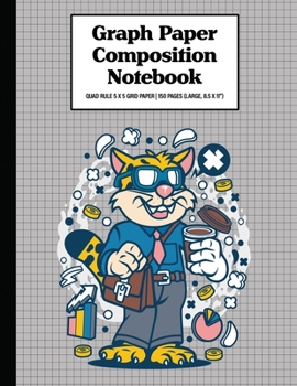 Graph Paper Composition Notebook Quad Rule 5x5 Grid Paper | 150 Sheets (Large, 8.5 x 11"): Leopard Business Man