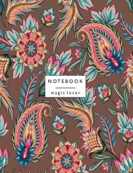 Paperback Notebook magic lover: Flower on brown and Dot Graph Line Sketch pages, Extra large (8.5 x 11) inches, 110 pages, White paper, Sketch, Draw a Book