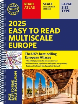 Spiral-bound 2025 Philip's Easy to Read Multiscale Road Atlas Europe: (A4 Spiral Binding) Book