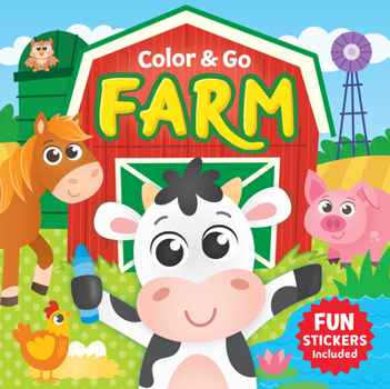 Color & Go: Farm-This Coloring Book is filled with 80 Pages of Fun Farm Animals includes 8 Jumbo Crayons and Easy-Peel Stickers