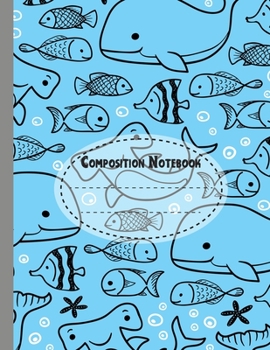 Paperback Composition Notebook: Blue and Teal Students College Notebook, Ocean journal notebook (8.5 x 11") Wide Ruled Lined With 120 Pages, School Su Book