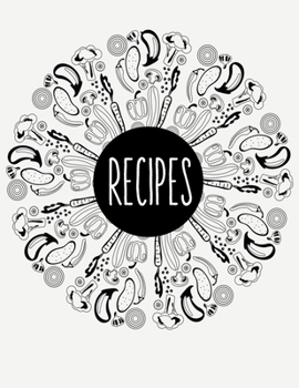 Paperback Recipes: Vegetable Mandala Blank Recipe Book To Write In - Big Empty Two Page Custom Cook Book Journal Book