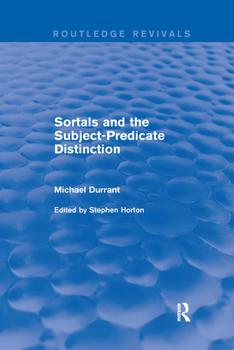 Paperback Sortals and the Subject-predicate Distinction (2001) Book