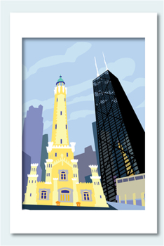 Poster Chicago Water Tower and Michigan Avenue Art Print 11 X 14 Book