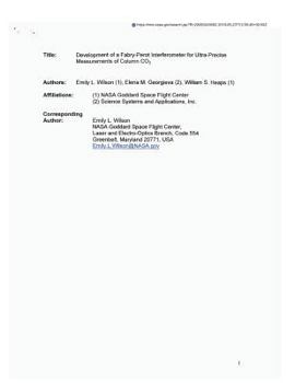 Paperback Development of a Fabry-Perot Interferometer for Ultra-Precise Measurements of Column Co2 Book