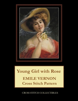 Paperback Young Girl with Rose: Emile Vernon Cross Stitch Pattern [Large Print] Book