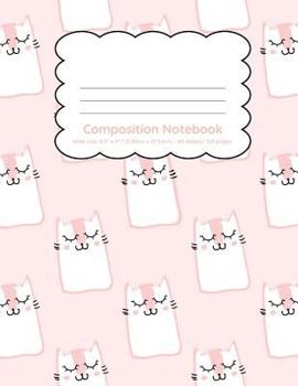 Paperback Composition Notebook Wide Ruled 120 Pages: Cute Peach Cats Design Back to School Notebook Book