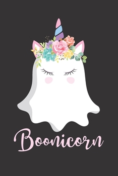 Boonicorn: Cute Blank Lined Journal Notebook with Halloween Ghost and Spirit, Unicorn Graphic Theme for Girls