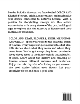 Paperback COLOR AND LEARN; Flowers, their meanings and origin [Large Print] Book