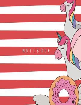 Paperback Notebook: Cute unicorn on red cover and Lined pages, Extra large (8.5 x 11) inches, 110 pages, White paper Book