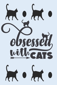 Obsessed with cats: Cute black pussycat colored notebook with pastel blue background. Sweet cat lovers and owners gift.