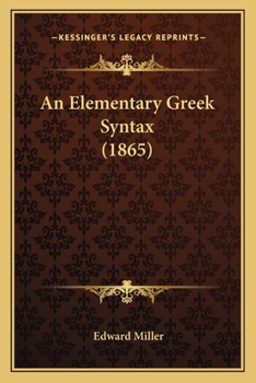 Paperback An Elementary Greek Syntax (1865) Book