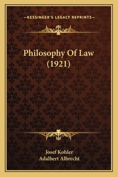 Paperback Philosophy Of Law (1921) Book