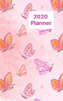 2020 Planner: 5x8  week to a page planner with 12 monthly planners. Lined paper pages after diary for all your notes. Perfect for general use, small ... Pink design with pink and red butterflies