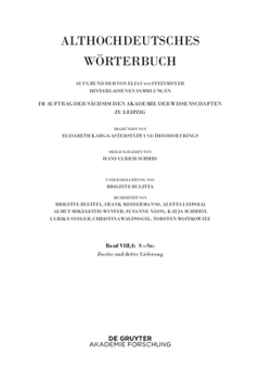 Paperback Band Viii,1: S-Sn. 2.-3. Lieferung (Saharahi Bis Satulgiskirri) [German] Book