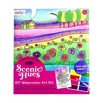 Misc. Scenic Hues D.I.Y. Watercolor Art Kit - Flowers & Gardens (17 PC Set) [Multiple Languages] Book