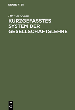 Hardcover Kurzgefasstes System der Gesellschaftslehre [German] Book