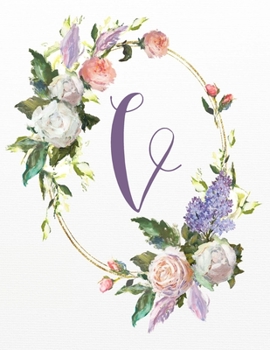 V: White Pink Floral 3-Year Monthly Calendar 2020-2022 (White Pink Floral Alphabet Series - Letter V)