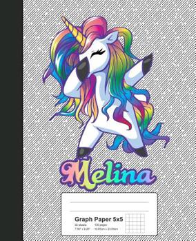 Paperback Graph Paper 5x5: MELINA Unicorn Rainbow Notebook Book
