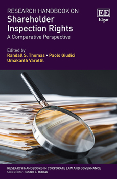Hardcover Research Handbook on Shareholder Inspection Rights: A Comparative Perspective (Research Handbooks in Corporate Law and Governance series) Book