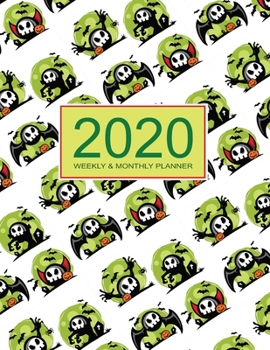 Paperback 2020 Planner Weekly & Monthly 8.5x11 Inch: Halloween Gift: Happy Monster One Year Weekly and Monthly Planner + Calendar Views Book