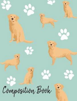 Paperback Composition Book: Golden Retriever Paw Prints Cute School Notebook 100 Pages Wide Ruled Paper Book