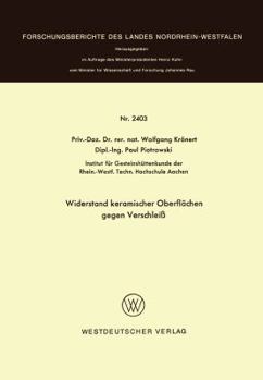 Paperback Widerstand Keramischer Oberflächen Gegen Verschleiß [German] Book