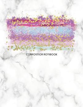 Paperback Composition Notebook: Marble and Glitter Decorative Design with Wide Rule Lines and Numbered Pages Book