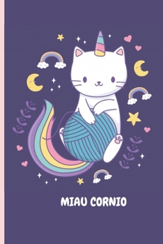 Miau cornio: Libreta de Puntos Cuaderno Punteado A5 (6X9 in) para tomar notas, diario, apuntes, caligrafia, lettering, dot grid bullet journal I Tema gato Unicornio Tejido 120 pag (Spanish Edition)