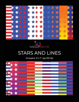 Paperback Stars And Lines: Scrapbooking, Design and Craft Paper, 40 sheets, 19 designs, size 8.5 "x 11", from Natalie Osliver Book