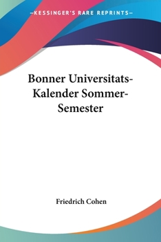 Bonner Universitats-Kalender Sommer-Semester 1896