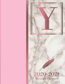 2020-2021 Monthly Planner: Letter Y Rose Gold Pink Marble Monogram Planner January 2020 - December 2021 At A Glance 24 Month Dated Initial Diary (8.5” x 11”)