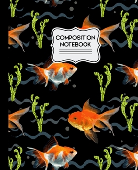 Paperback Composition Notebook: 7.5" X 9.25" Goldfish Pattern - 110 Wide Ruled Pages Book