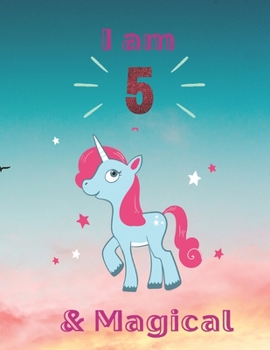 Unicorn SketchBook: I Am 5 & Magical With Unicorn Inside More Space for Sketching and Drawing and Writing Journal for Kids and Girls Marble Size 8.5in x 11in with 110 Pages