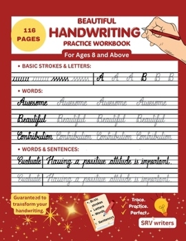 Paperback Beautiful Handwriting Practice Workbook: Trace and Practice Handwriting for Ages 8 and Above: Improve Handwriting Book