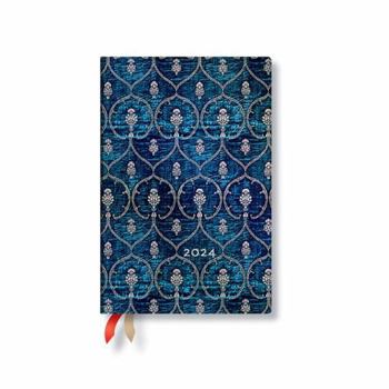 Hardcover Paperblanks 12 Month 2024 Blue Velvet Diary | Horizontal | Mini (95 × 140 mm) Book