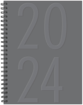 Spiral-bound Charcoal 2024 6.5 X 8.5 Softcover Weekly Planner Book