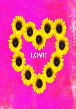 LOVE: 7X10 Sunflower Heart Wide Ruled Notebook