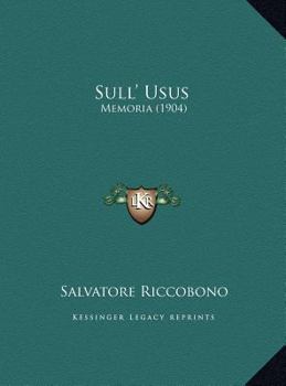 Hardcover Sull' Usus: Memoria (1904) [Italian] Book