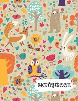 Paperback Sketchbook: Fox Owl Bear Animal Fun Framed Drawing Paper Notebook Book