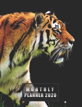 Monthly Planner 2020: NOTEBOOK + CALENDAR NOTEPAD / Diary / Agenda / Logbook: year at glance + 2 - page monthly layout + notes pages, large size (tiger on a cover)