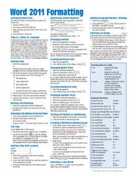 Word 2011 for Mac: Formatting (Intermediate) Quick Reference Guide (Cheat Sheet of Instructions, Tips & Shortcuts - Laminated Card)