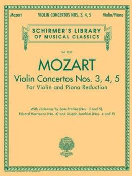 Paperback Violin Concertos Nos. 3, 4, 5: Schirmer Library of Classics Volume 2055 for Violin and Piano Red Book