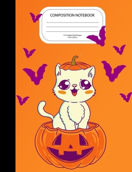 Paperback Composition Notebook: Cute Halloween Kitten Popping Out Of A Pumpkin Book