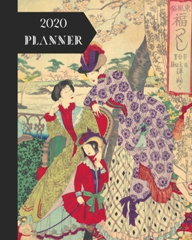 Paperback 2020 Planner: Japanese Themed: Pretty Classic Vintage Cover: Monthly & Weekly Planner Calendar With Dot Grid Pages: Great Gift For L Book